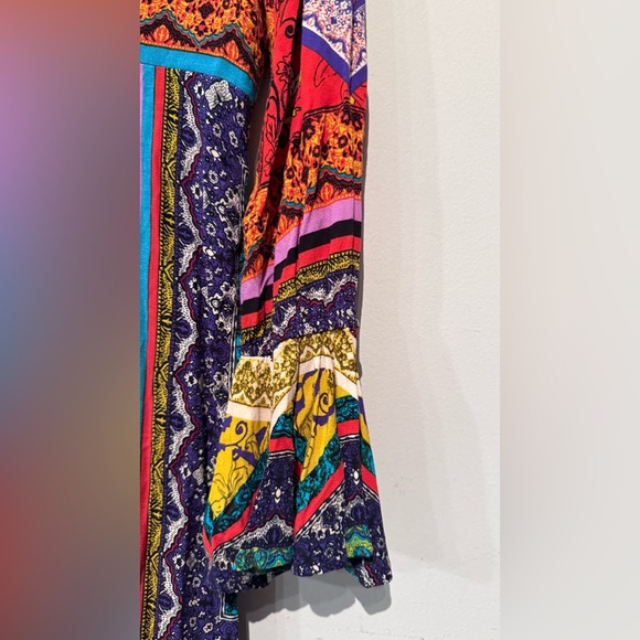 FREE PEOPLE MAXI DRESS WOMEN M Travel Vacation Boho Multicolor Button - Picture 5 of 16